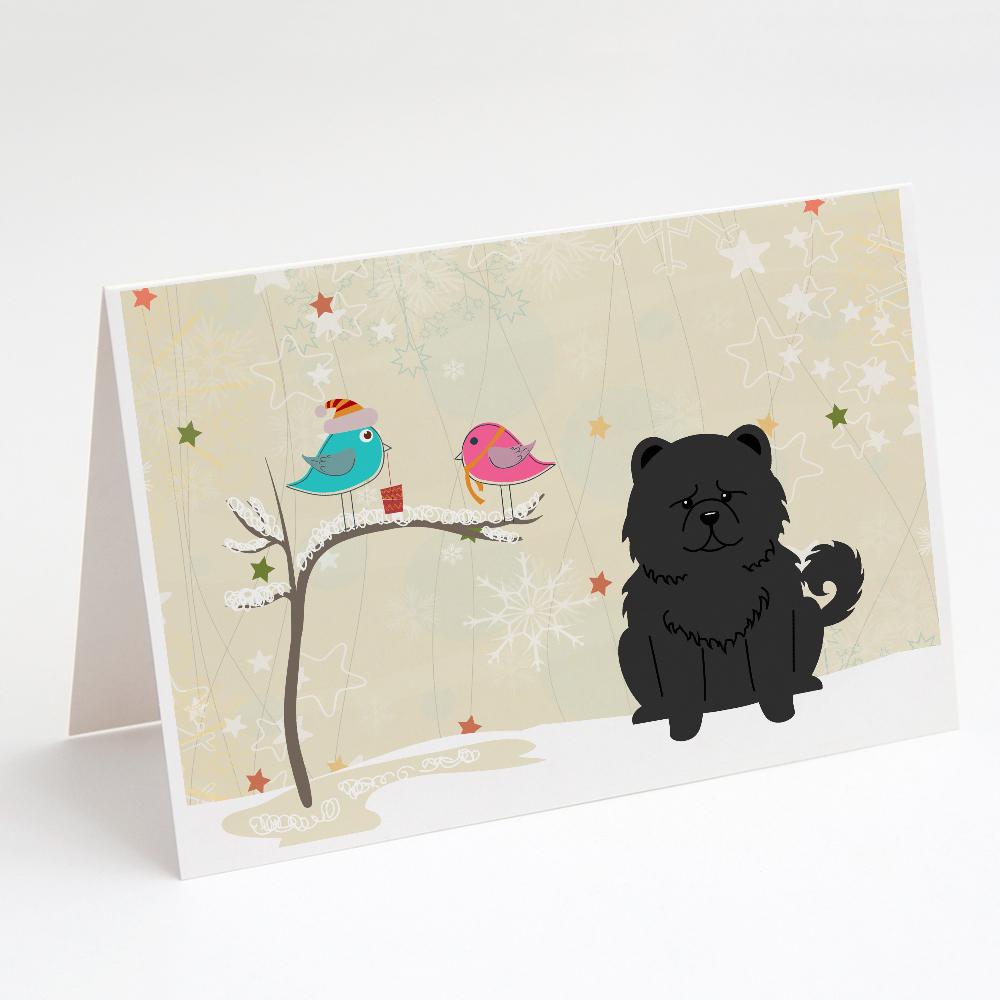 Christmas Presents between Friends Chow Chow - Black Greeting Cards Pack of 8 Blank Cards with Envelopes Whimsical A7 Size 5x7