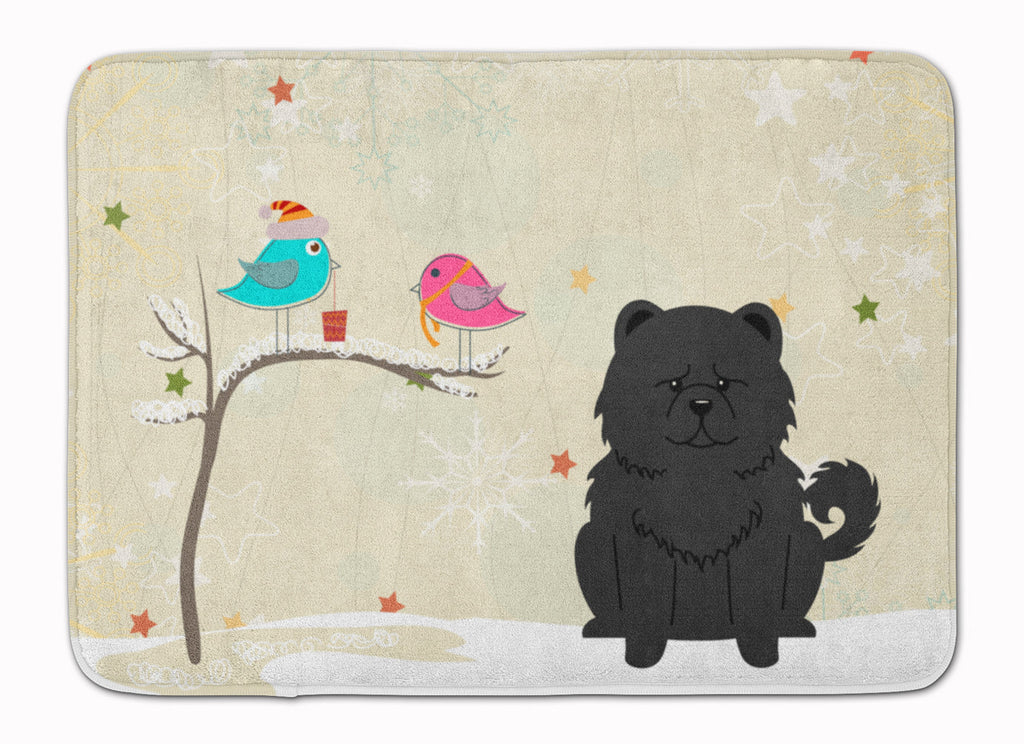 Christmas Presents between Friends Chow Chow - Black Memory Foam Kitchen Mat Machine Washable Anti-Fatigue Cushion Comfort Bath or Kitchen Rug