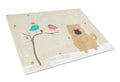 Christmas Presents between Friends Chow Chow - Cream Cutting Board Tempered Glass Kitchen Cutting Surface, Heat Resistant Chopping, Non-Slip Feet, Food Prep & Serving