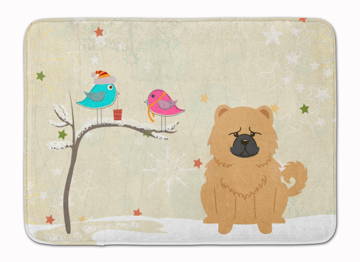 Christmas Presents between Friends Chow Chow - Cream Memory Foam Kitchen Mat Machine Washable Anti-Fatigue Cushion Comfort Bath or Kitchen Rug
