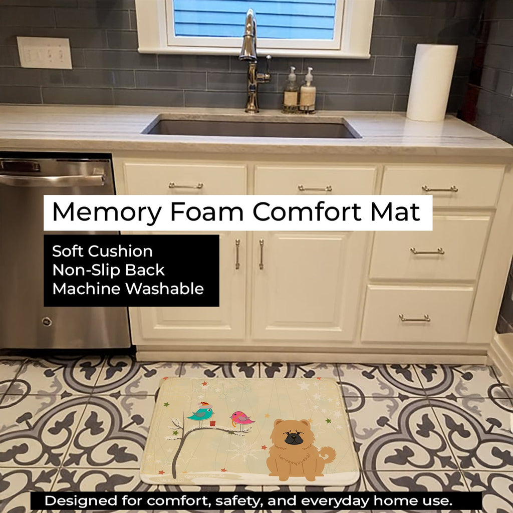 Christmas Presents between Friends Chow Chow - Cream Memory Foam Kitchen Mat Machine Washable Anti-Fatigue Cushion Comfort Bath or Kitchen Rug