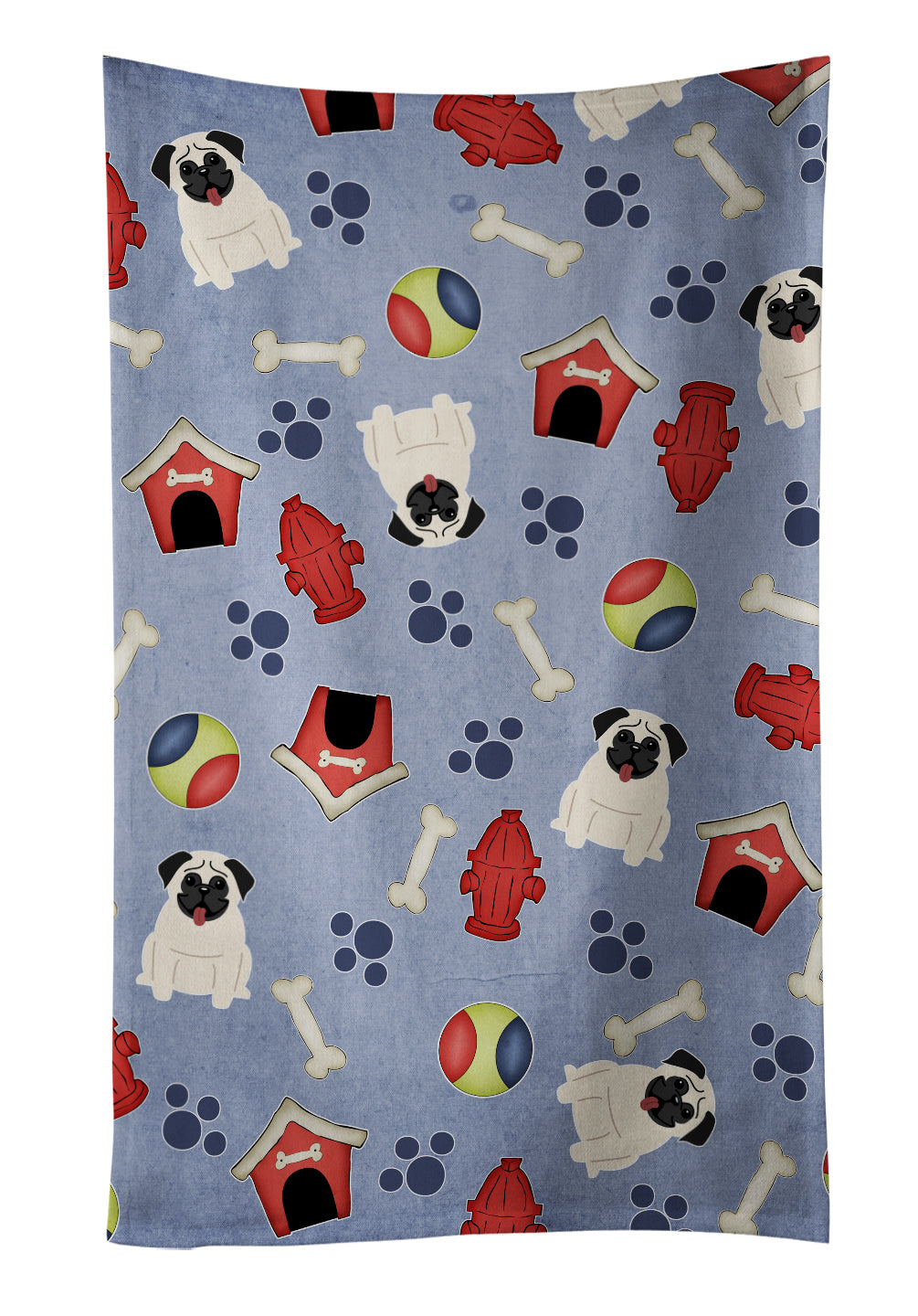 Dog House Collection Pug Cream Kitchen Towel Velour Plush Front and Cotton Loop Back Machine Washable