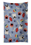 Dog House Collection Pug Cream Kitchen Towel Velour Plush Front and Cotton Loop Back Machine Washable