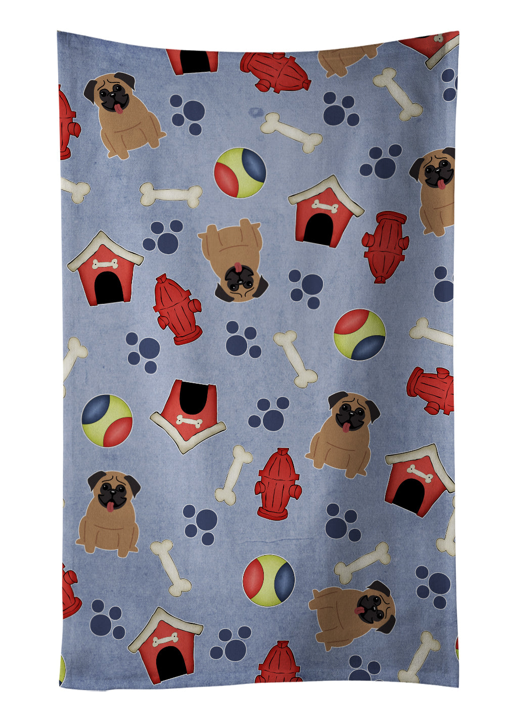 Dog House Collection Pug Brown Kitchen Towel Velour Plush Front and Cotton Loop Back Machine Washable