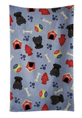 Dog House Collection Pug Black Kitchen Towel Velour Plush Front and Cotton Loop Back Machine Washable