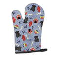 Dog House Collection Pug Black Oven Mitt Heat Resistant Thick Oven Mitt for Hot Pans and Oven, Kitchen Mitt Protect Hands, Cooking Baking Glove