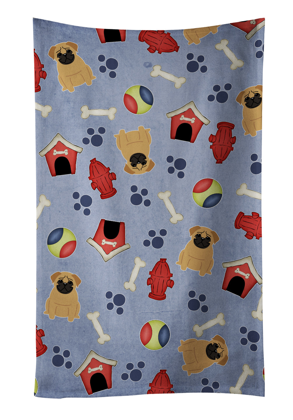 Dog House Collection Pug Brown Kitchen Towel Velour Plush Front and Cotton Loop Back Machine Washable