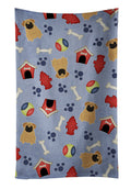 Dog House Collection Pug Brown Kitchen Towel Velour Plush Front and Cotton Loop Back Machine Washable