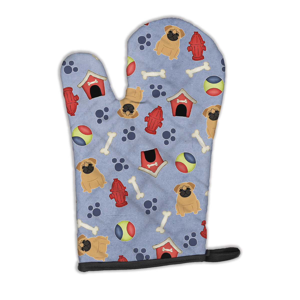 Dog House Collection Pug Brown Oven Mitt Heat Resistant Thick Oven Mitt for Hot Pans and Oven, Kitchen Mitt Protect Hands, Cooking Baking Glove