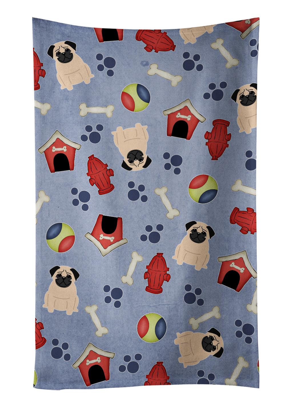 Dog House Collection Pug Fawn Kitchen Towel Velour Plush Front and Cotton Loop Back Machine Washable
