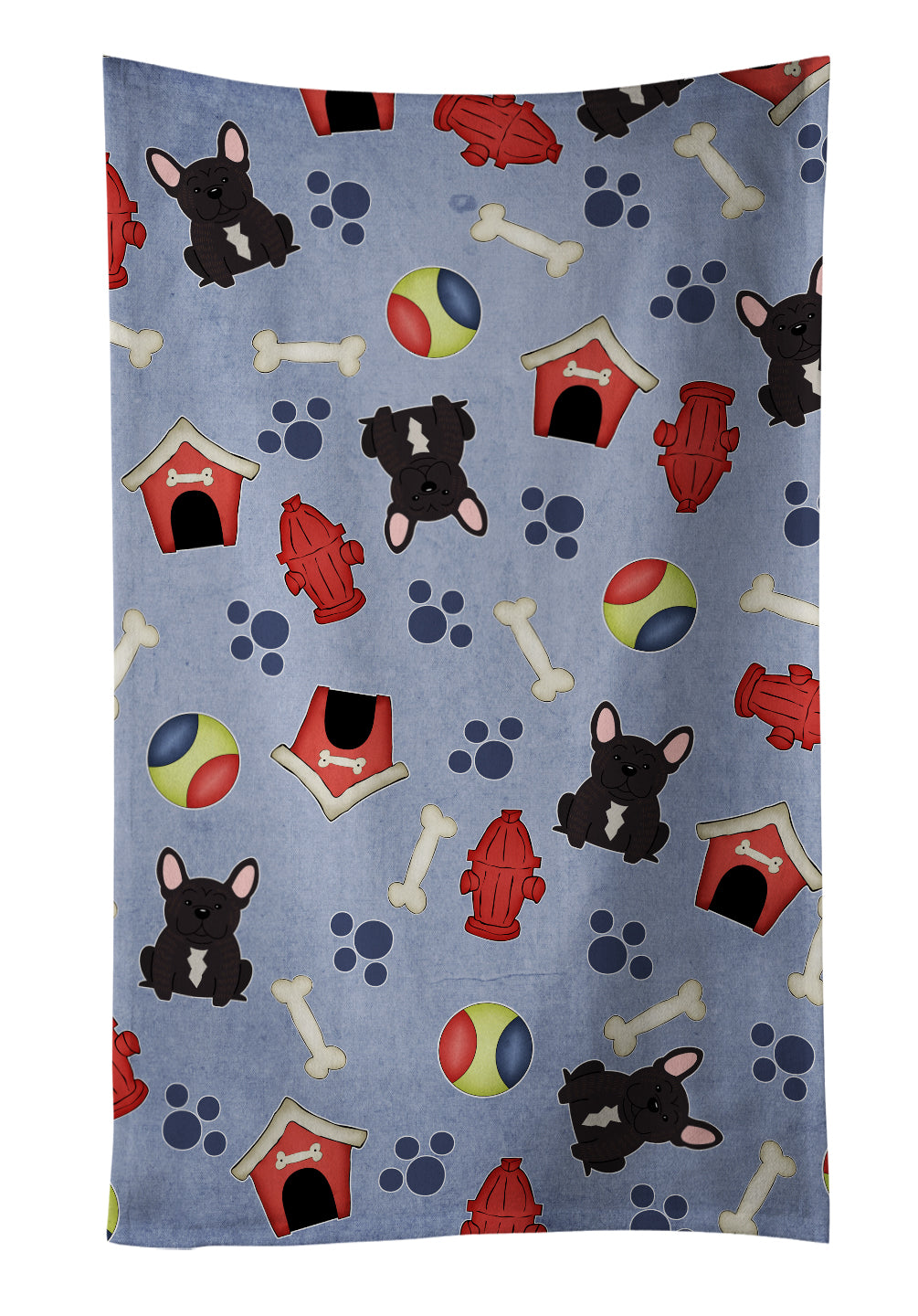 Dog House Collection French Bulldog Brindle Kitchen Towel Velour Plush Front and Cotton Loop Back Machine Washable