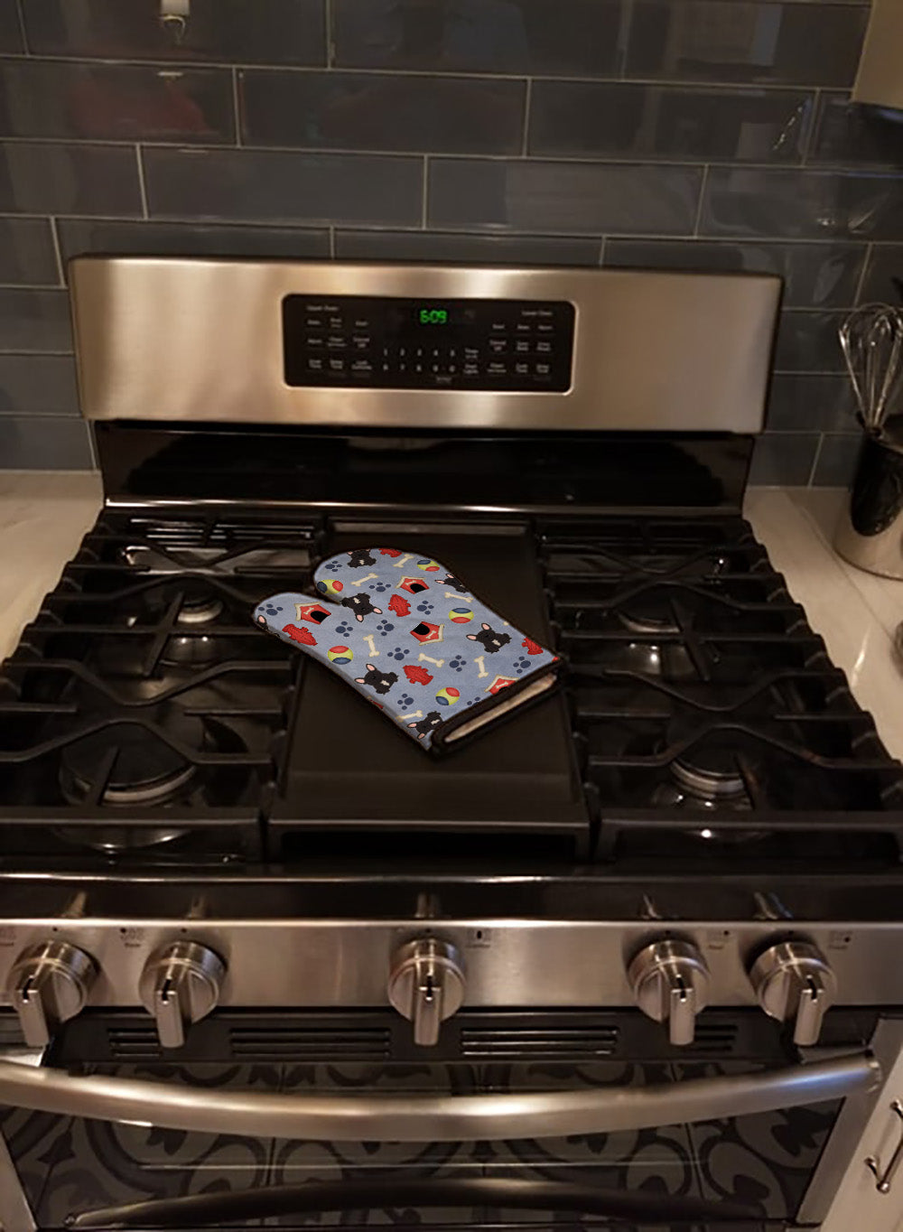 Dog House Collection French Bulldog Brindle Oven Mitt Heat Resistant Thick Oven Mitt for Hot Pans and Oven, Kitchen Mitt Protect Hands, Cooking Baking Glove