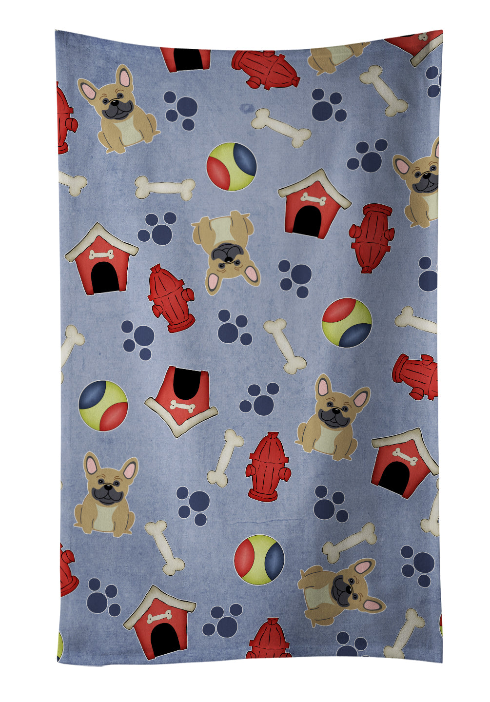 Dog House Collection French Bulldog Cream Kitchen Towel Velour Plush Front and Cotton Loop Back Machine Washable