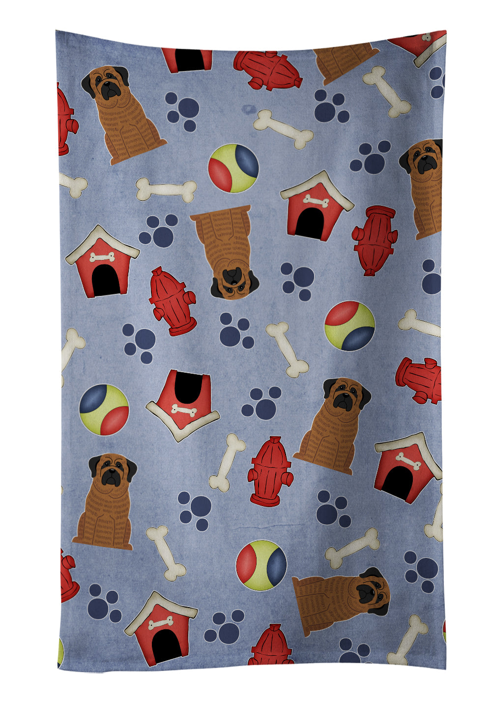 Dog House Collection Mastiff Brindle Kitchen Towel Velour Plush Front and Cotton Loop Back Machine Washable