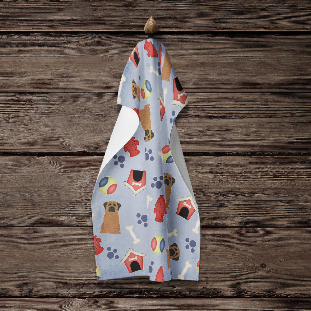 Dog House Collection Mastiff Brindle Kitchen Towel Velour Plush Front and Cotton Loop Back Machine Washable