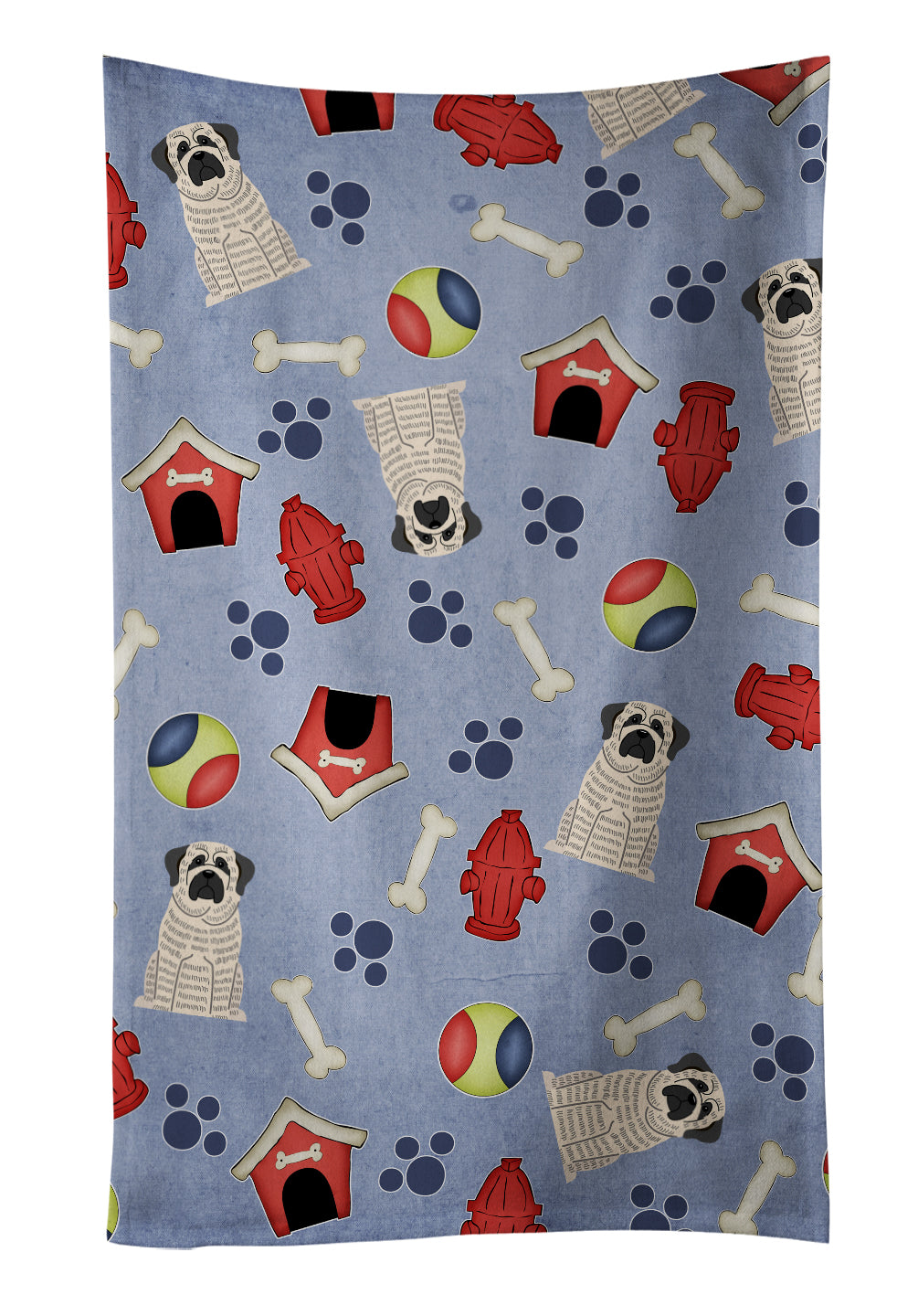 Dog House Collection Mastiff Brindle White Kitchen Towel Velour Plush Front and Cotton Loop Back Machine Washable
