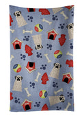 Dog House Collection Mastiff Brindle White Kitchen Towel Velour Plush Front and Cotton Loop Back Machine Washable