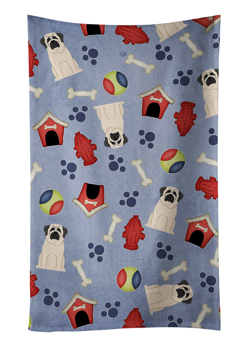 Dog House Collection Mastiff White Kitchen Towel Velour Plush Front and Cotton Loop Back Machine Washable