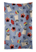 Dog House Collection Mastiff White Kitchen Towel Velour Plush Front and Cotton Loop Back Machine Washable