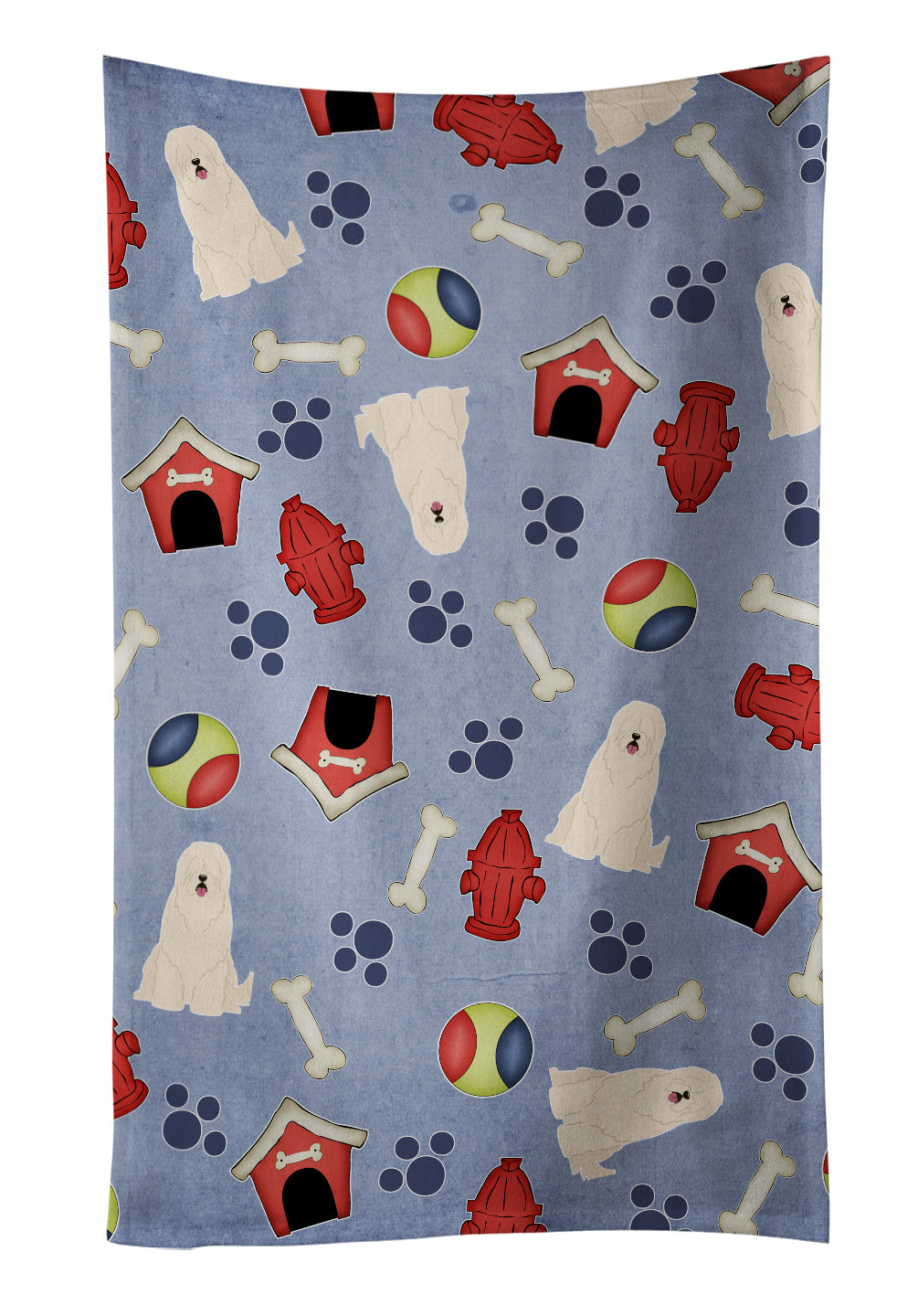 Dog House Collection South Russian Sheepdog Kitchen Towel Velour Plush Front and Cotton Loop Back Machine Washable