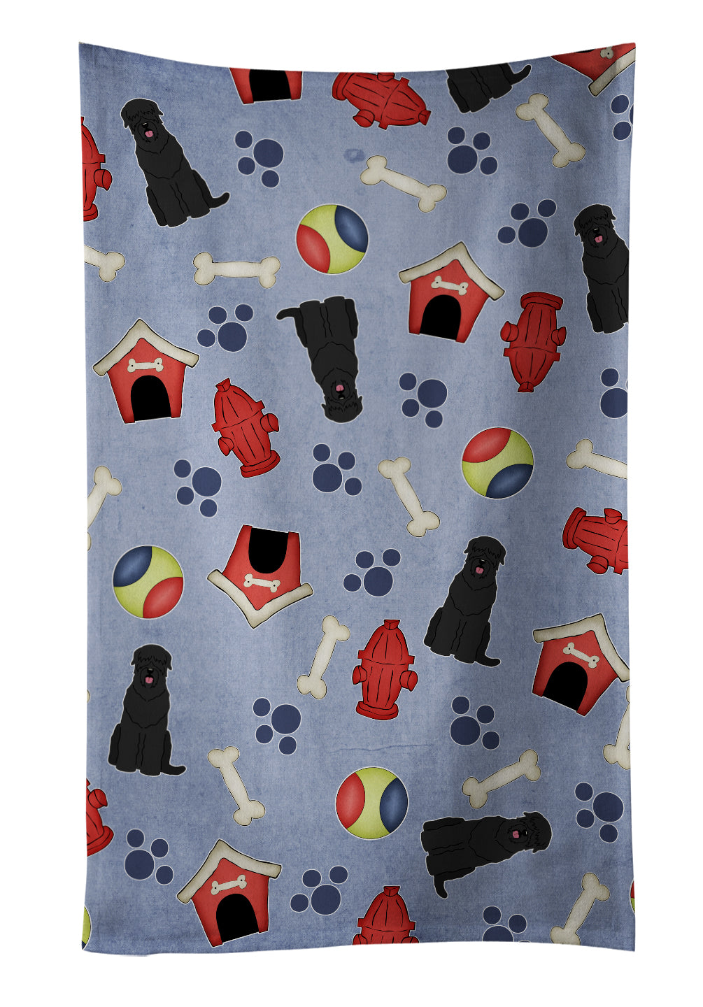 Dog House Collection Black Russian Terrier Kitchen Towel Velour Plush Front and Cotton Loop Back Machine Washable