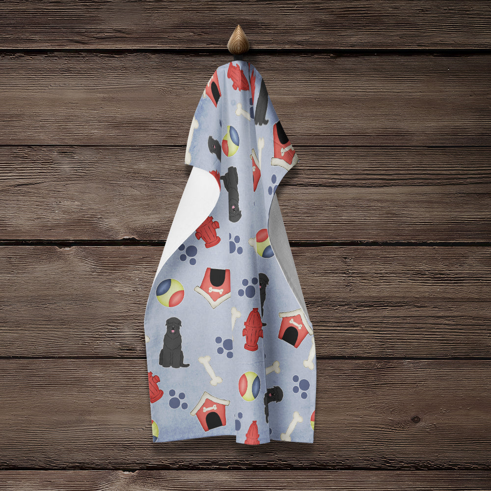 Dog House Collection Black Russian Terrier Kitchen Towel Velour Plush Front and Cotton Loop Back Machine Washable