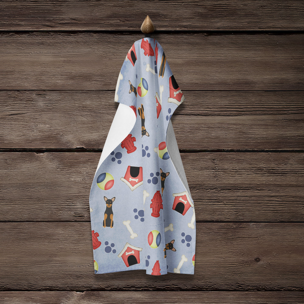 Dog House Collection Manchester Terrier Kitchen Towel Velour Plush Front and Cotton Loop Back Machine Washable