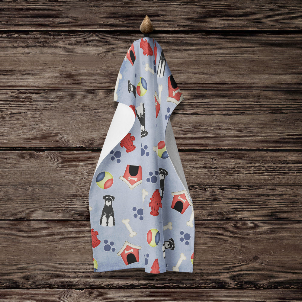 Dog House Collection Standard Schnauzer Salt and Pepper Kitchen Towel Velour Plush Front and Cotton Loop Back Machine Washable