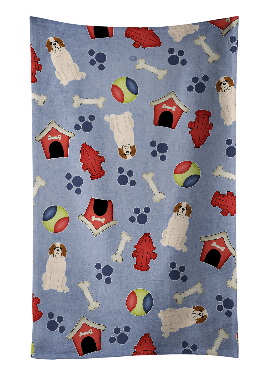 Dog House Collection Saint Bernard Kitchen Towel Velour Plush Front and Cotton Loop Back Machine Washable