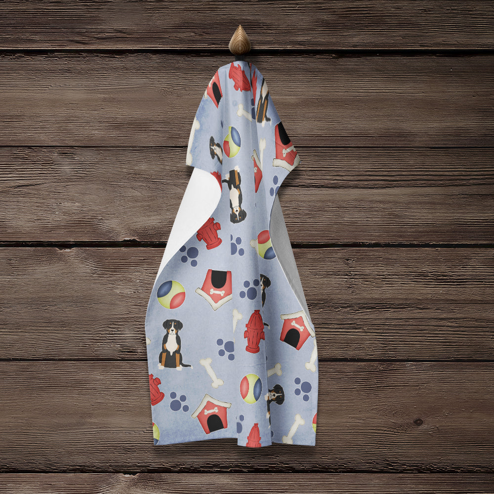 Dog House Collection Greater Swiss Mountain Dog Kitchen Towel Velour Plush Front and Cotton Loop Back Machine Washable