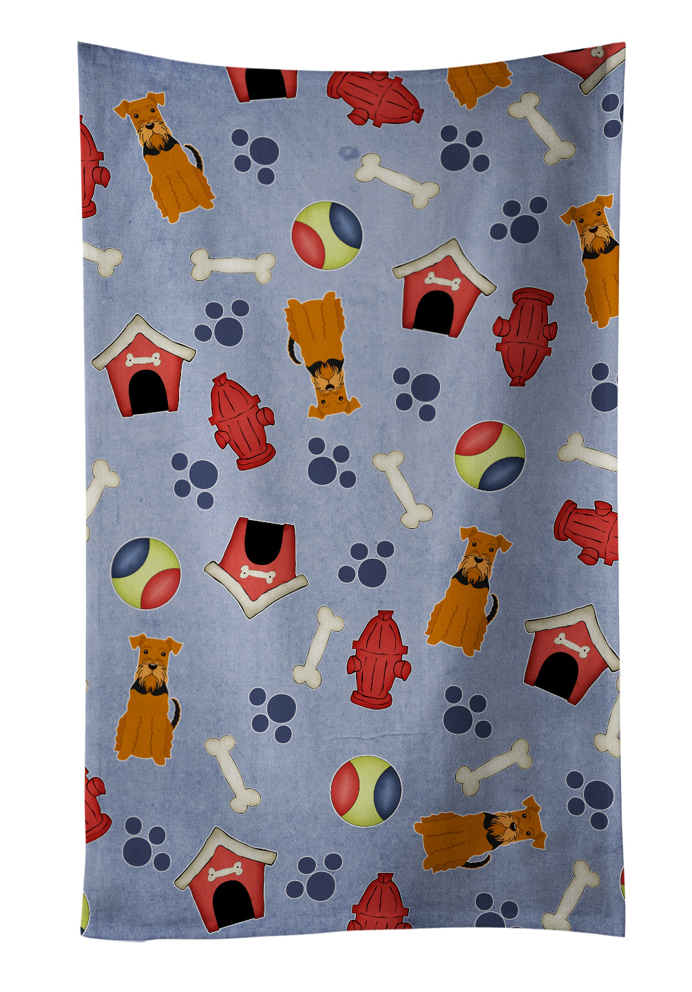 Dog House Collection Airedale Kitchen Towel Velour Plush Front and Cotton Loop Back Machine Washable