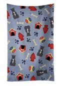 Dog House Collection Staffordshire Bull Terrier Blue Kitchen Towel Velour Plush Front and Cotton Loop Back Machine Washable