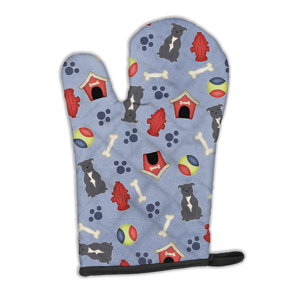 Dog House Collection Staffordshire Bull Terrier Blue Oven Mitt Heat Resistant Thick Oven Mitt for Hot Pans and Oven, Kitchen Mitt Protect Hands, Cooking Baking Glove