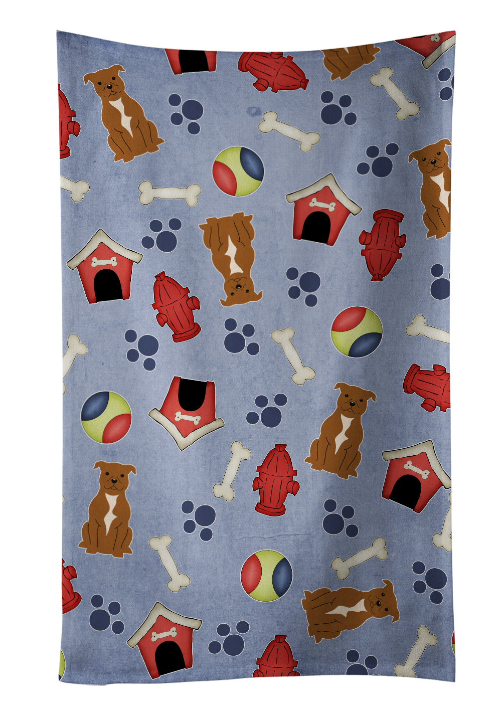Dog House Collection Staffordshire Bull Terrier Brown Kitchen Towel Velour Plush Front and Cotton Loop Back Machine Washable