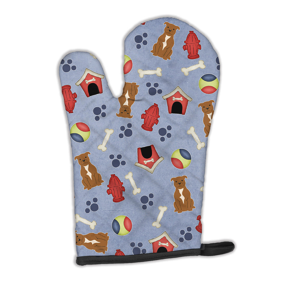 Dog House Collection Staffordshire Bull Terrier Brown Oven Mitt Heat Resistant Thick Oven Mitt for Hot Pans and Oven, Kitchen Mitt Protect Hands, Cooking Baking Glove