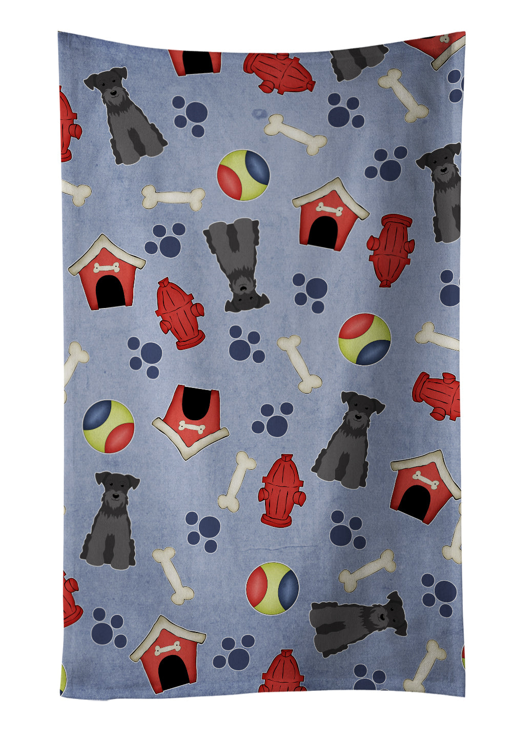 Dog House Collection Miniature Schnauzer Black Kitchen Towel Velour Plush Front and Cotton Loop Back Machine Washable