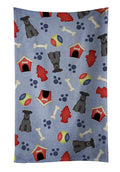 Dog House Collection Miniature Schnauzer Black Kitchen Towel Velour Plush Front and Cotton Loop Back Machine Washable