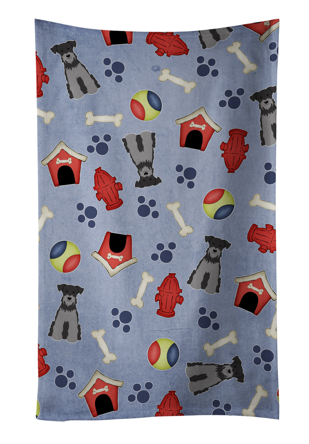 Dog House Collection Miniature Schnauzer Black Silver Kitchen Towel Velour Plush Front and Cotton Loop Back Machine Washable