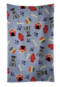 Dog House Collection Miniature Schnauzer Black Silver Kitchen Towel Velour Plush Front and Cotton Loop Back Machine Washable