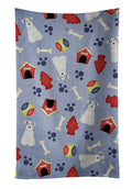 Dog House Collection Miniature Schnauzer White Kitchen Towel Velour Plush Front and Cotton Loop Back Machine Washable