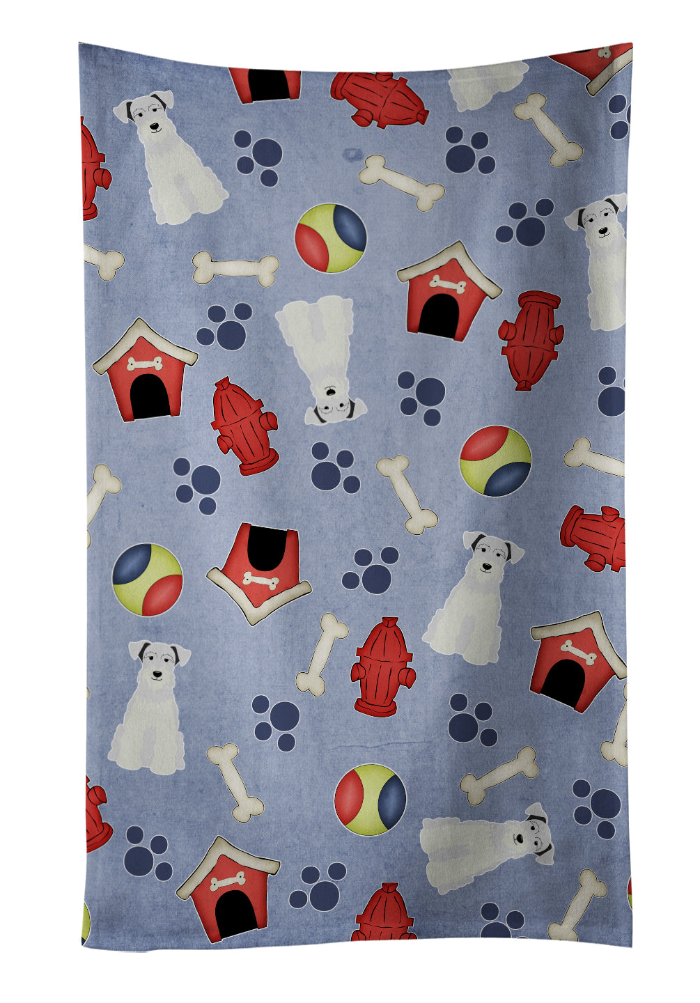 Dog House Collection Miniature Schnauzer White Kitchen Towel Velour Plush Front and Cotton Loop Back Machine Washable