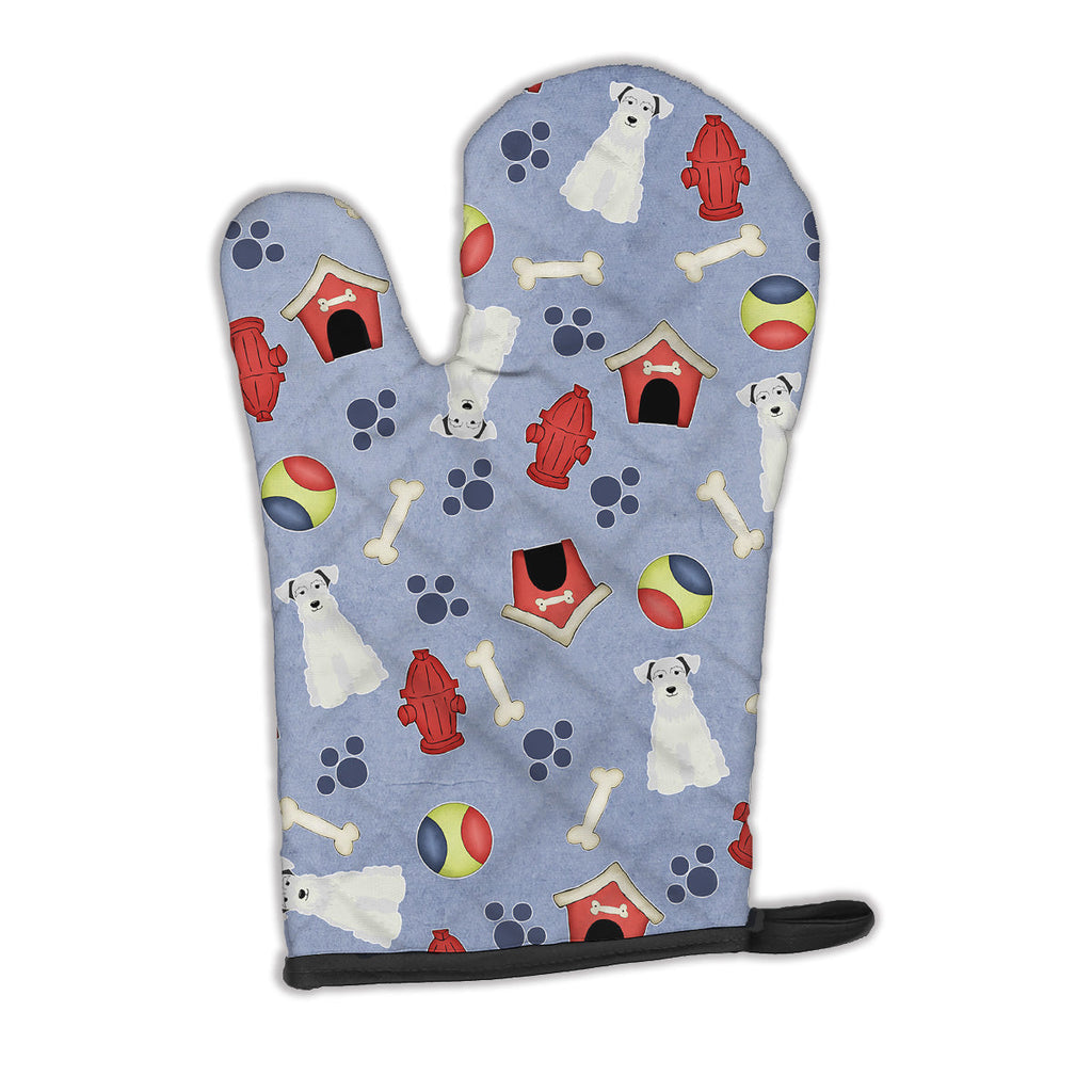 Dog House Collection Miniature Schnauzer White Oven Mitt Heat Resistant Thick Oven Mitt for Hot Pans and Oven, Kitchen Mitt Protect Hands, Cooking Baking Glove