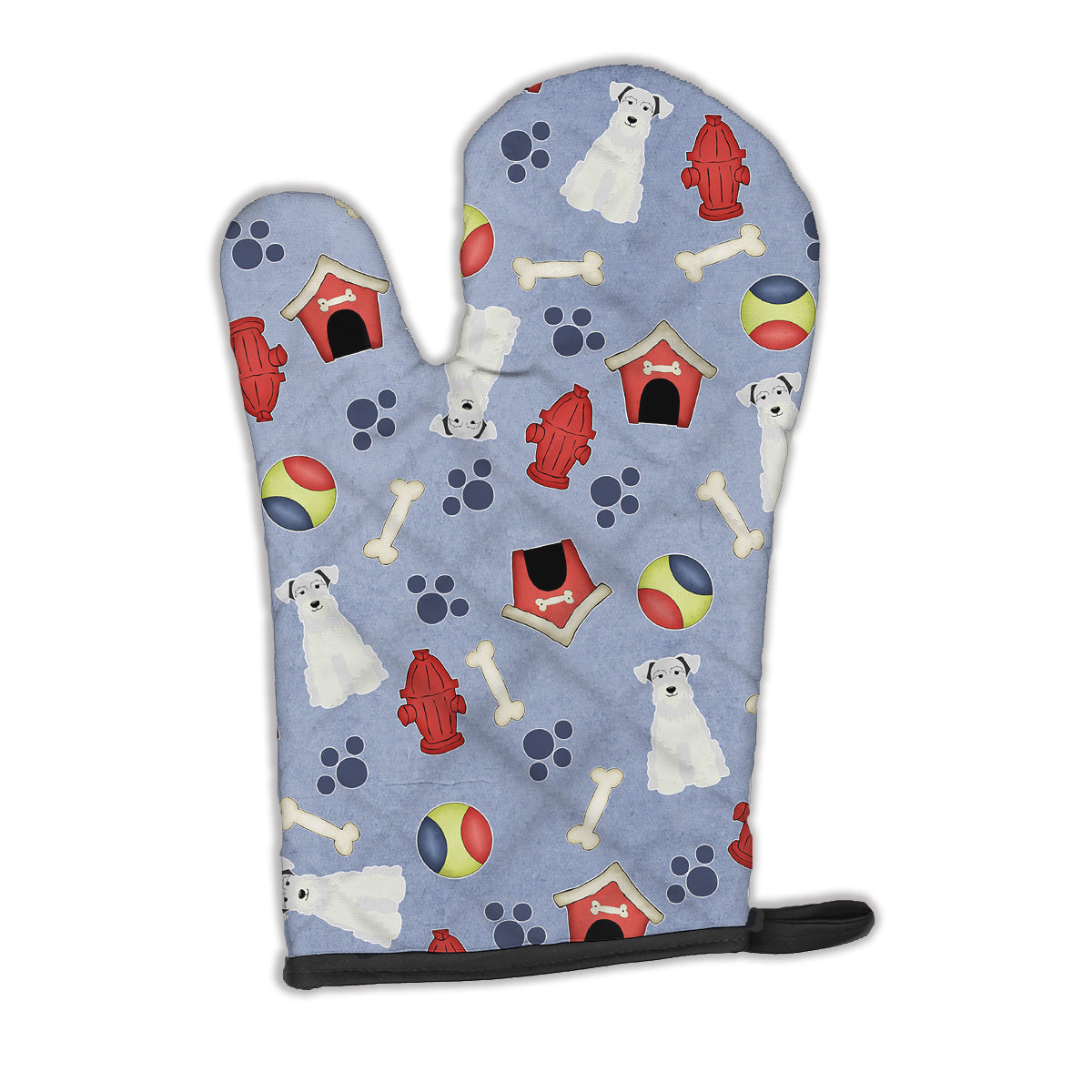 Dog House Collection Miniature Schnauzer White Oven Mitt Heat Resistant Thick Oven Mitt for Hot Pans and Oven, Kitchen Mitt Protect Hands, Cooking Baking Glove