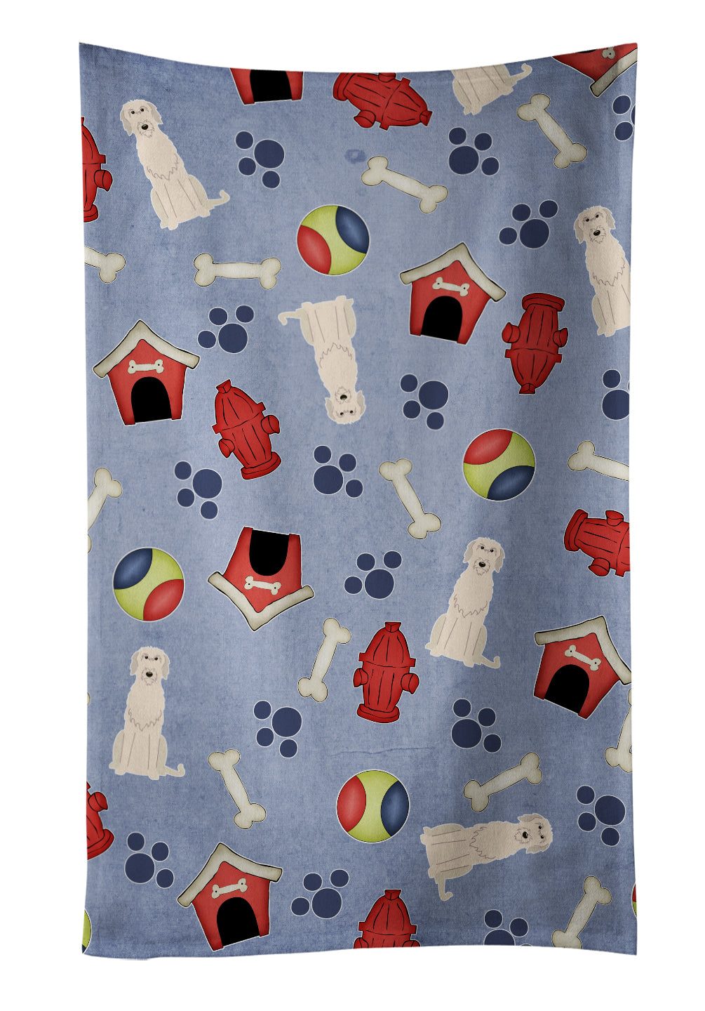 Dog House Collection Irish Wolfhound Kitchen Towel Velour Plush Front and Cotton Loop Back Machine Washable