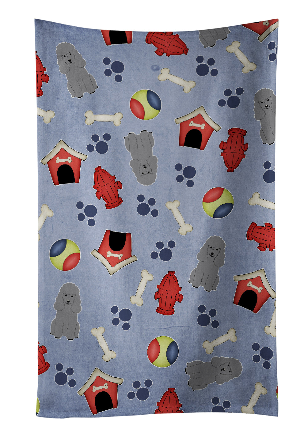 Dog House Collection Poodle Silver Kitchen Towel Velour Plush Front and Cotton Loop Back Machine Washable