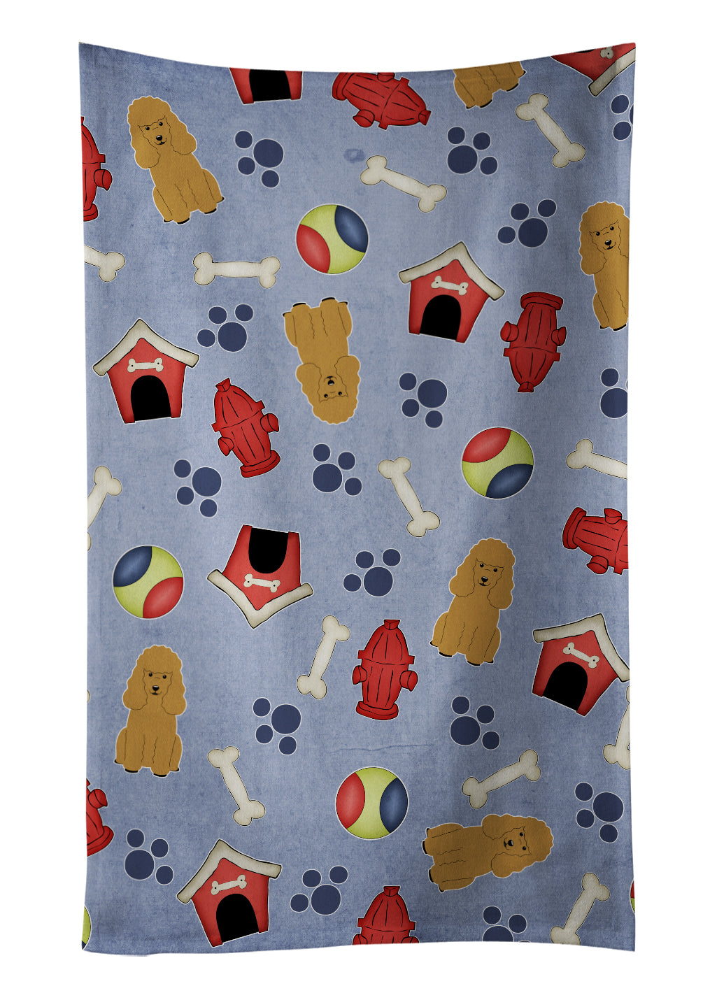 Dog House Collection Poodle Tan Kitchen Towel Velour Plush Front and Cotton Loop Back Machine Washable