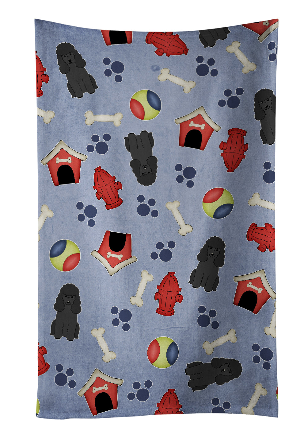 Dog House Collection Poodle Black Kitchen Towel Velour Plush Front and Cotton Loop Back Machine Washable