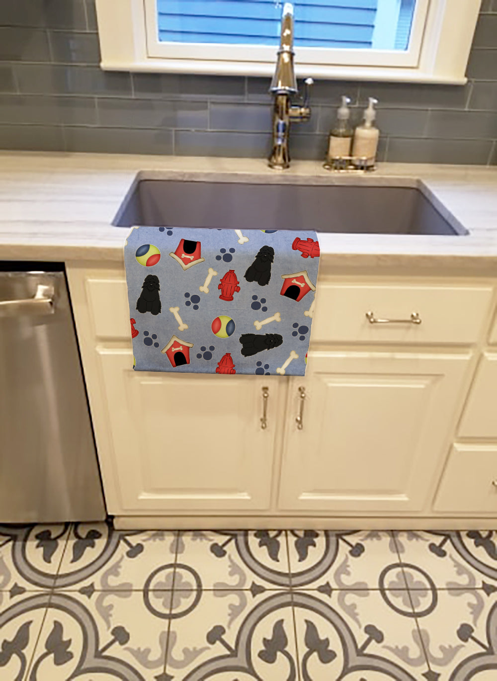 Dog House Collection Bouvier des Flandres Kitchen Towel Velour Plush Front and Cotton Loop Back Machine Washable