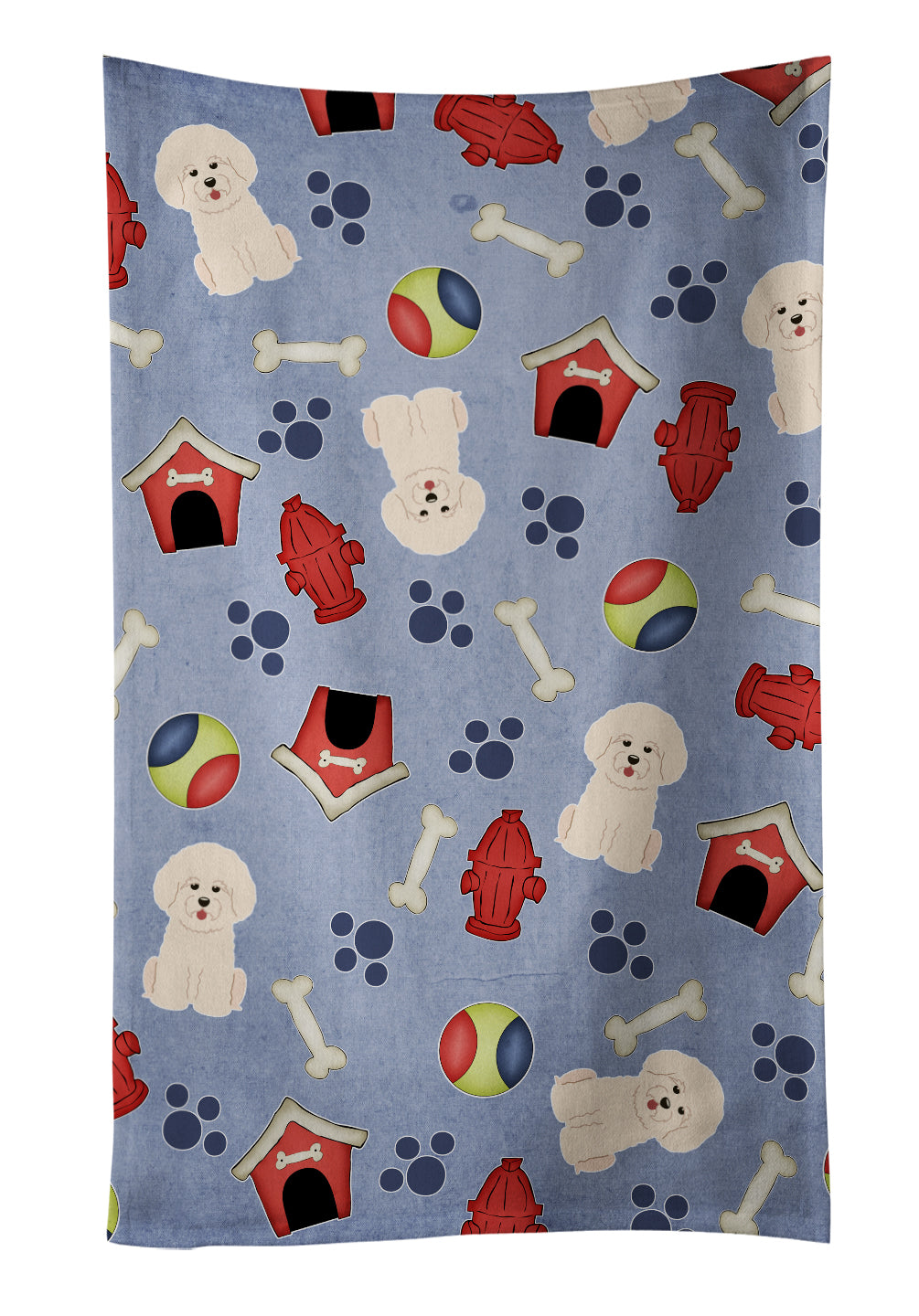 Dog House Collection Bichon Frise Kitchen Towel Velour Plush Front and Cotton Loop Back Machine Washable