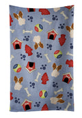 Dog House Collection Papillon Red White Kitchen Towel Velour Plush Front and Cotton Loop Back Machine Washable